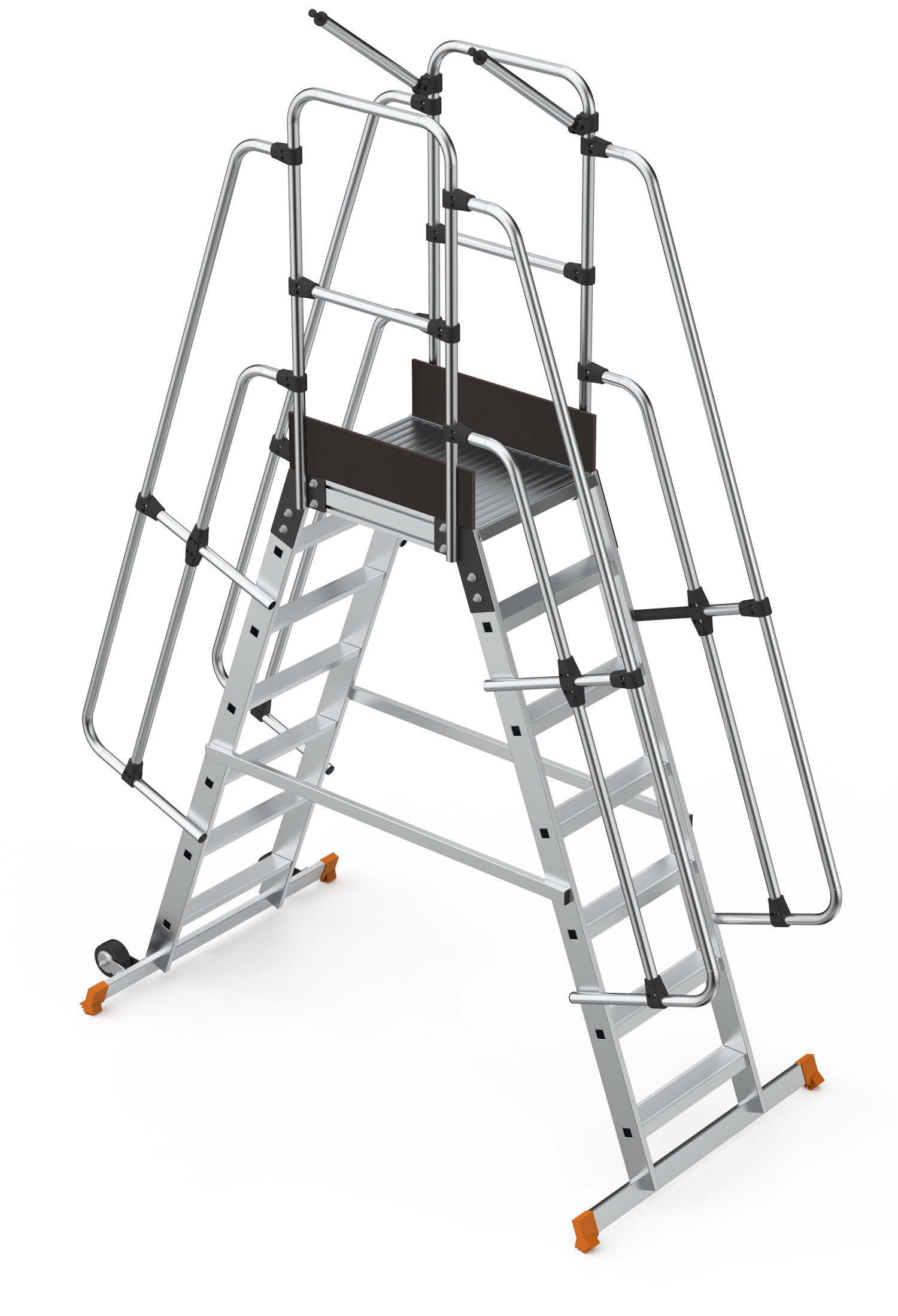 Schody magazynowe dwustronne 6 stopni + podest mostek z wejściem dwustronnym