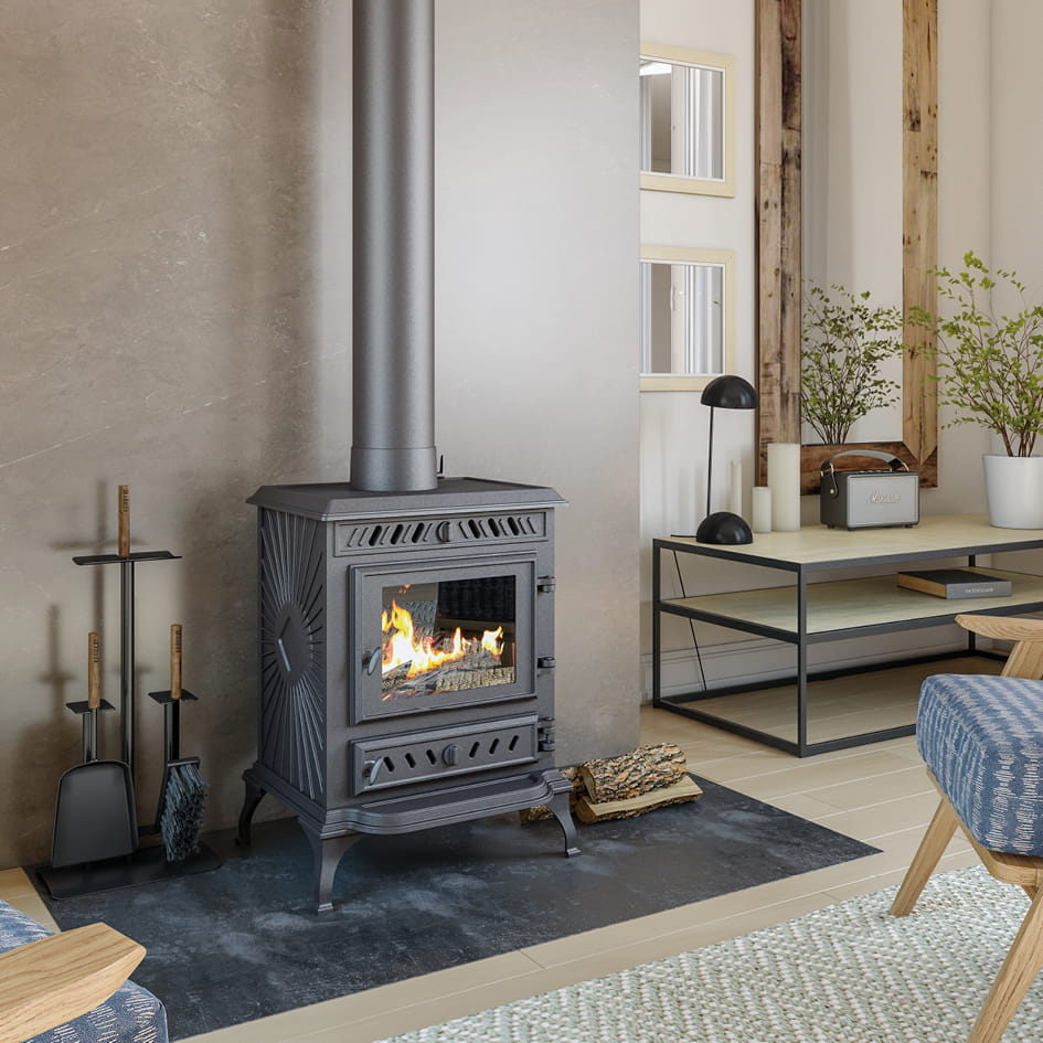 Piec piecyk kominek żeliwny koza KAWMET P3 ECO 7,4 kW wolnostojący