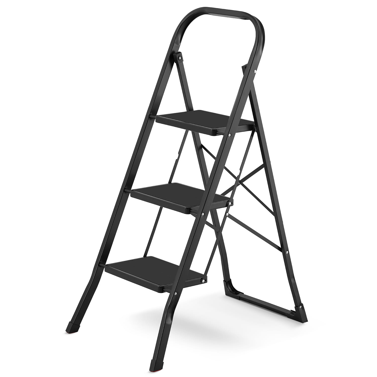 Drabina domowa stalowa składana schodki domowe HIGHER 3 stopnie kolor czarny