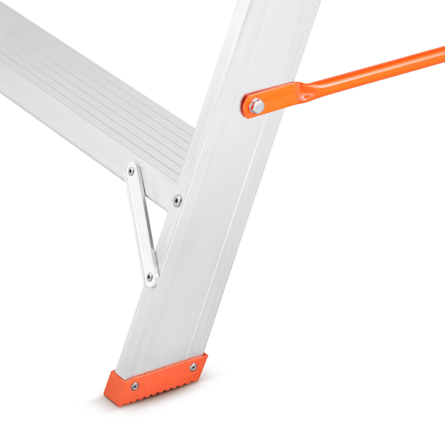 Drabina magazynowa ALOSS®️ z wejściem jednostronnym, schodki, schody magazynowe, podest, pomost magazynowy - model: 9508 (7 stopni + podest)