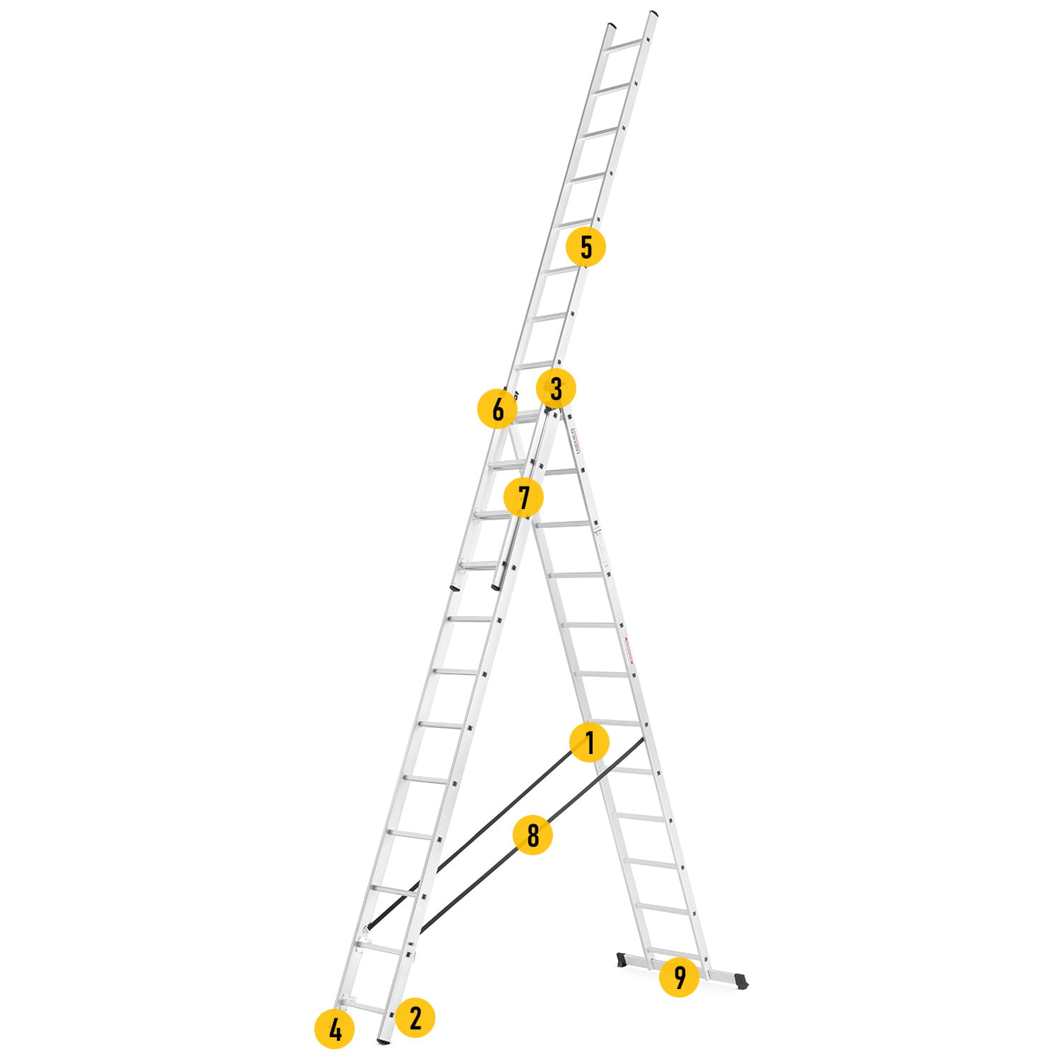 Drabina aluminiowa 3x7 HIGHER z adaptacją na schody ML-607 na 150 kg