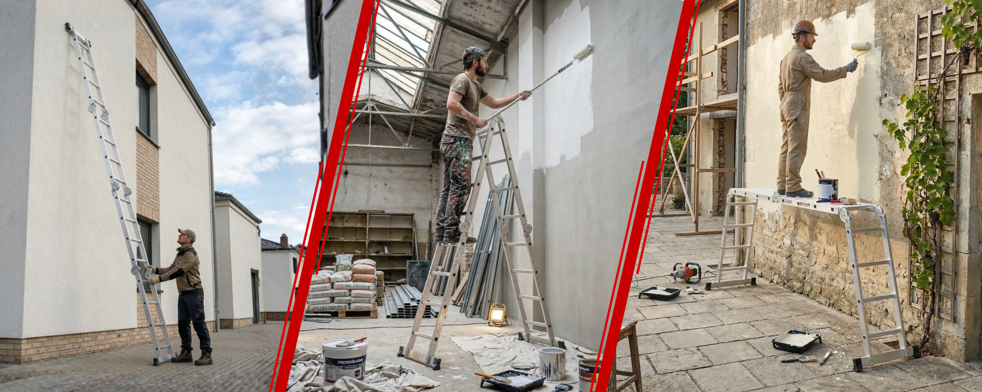 Drabina składana przegubowa wielofunkcyjna uniwersalna 4x4 podest roboczy aluminiowy rusztowanie aluminiowe + podest