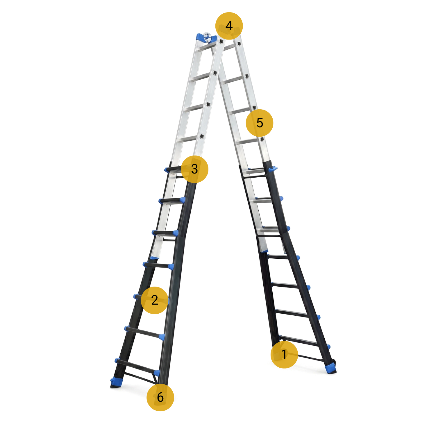 Drabina aluminiowa przegubowa teleskopowa Gierre 7+7 wielofunkcyjna na schody 150 kg 8,20 m EN-131