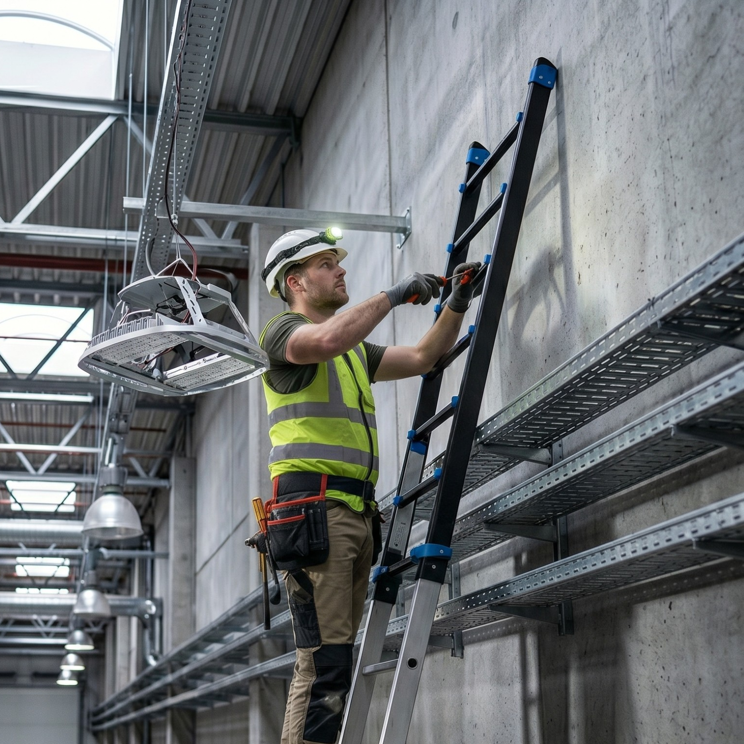 Drabina aluminiowa przegubowa teleskopowa Gierre 7+7 wielofunkcyjna na schody 150 kg 8,20 m EN-131