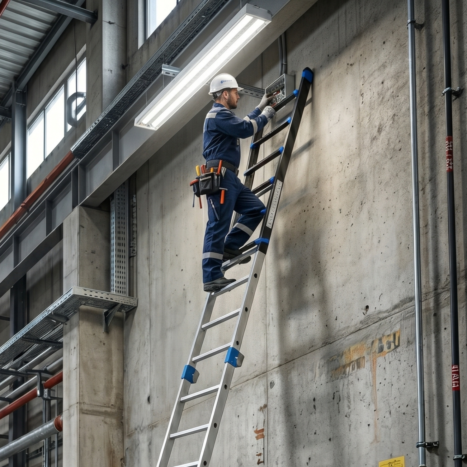 Drabina aluminiowa przegubowa teleskopowa Gierre 7+7 wielofunkcyjna na schody 150 kg 8,20 m EN-131