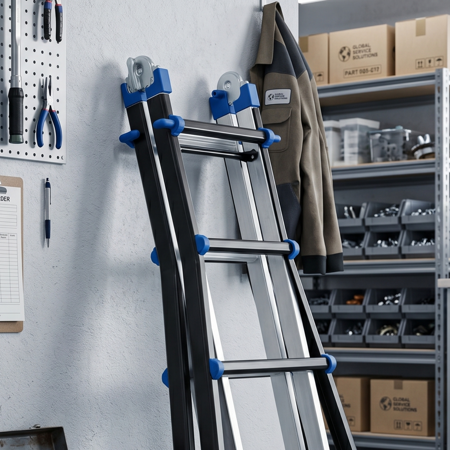 Drabina aluminiowa przegubowa teleskopowa Gierre 6+6 wielofunkcyjna na schody 150 kg 7 m EN-131