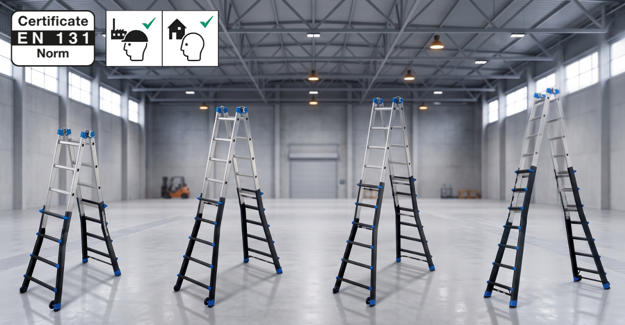 Drabina aluminiowa przegubowa teleskopowa Gierre 5+5 wielofunkcyjna na schody 150 kg 6 m EN-131