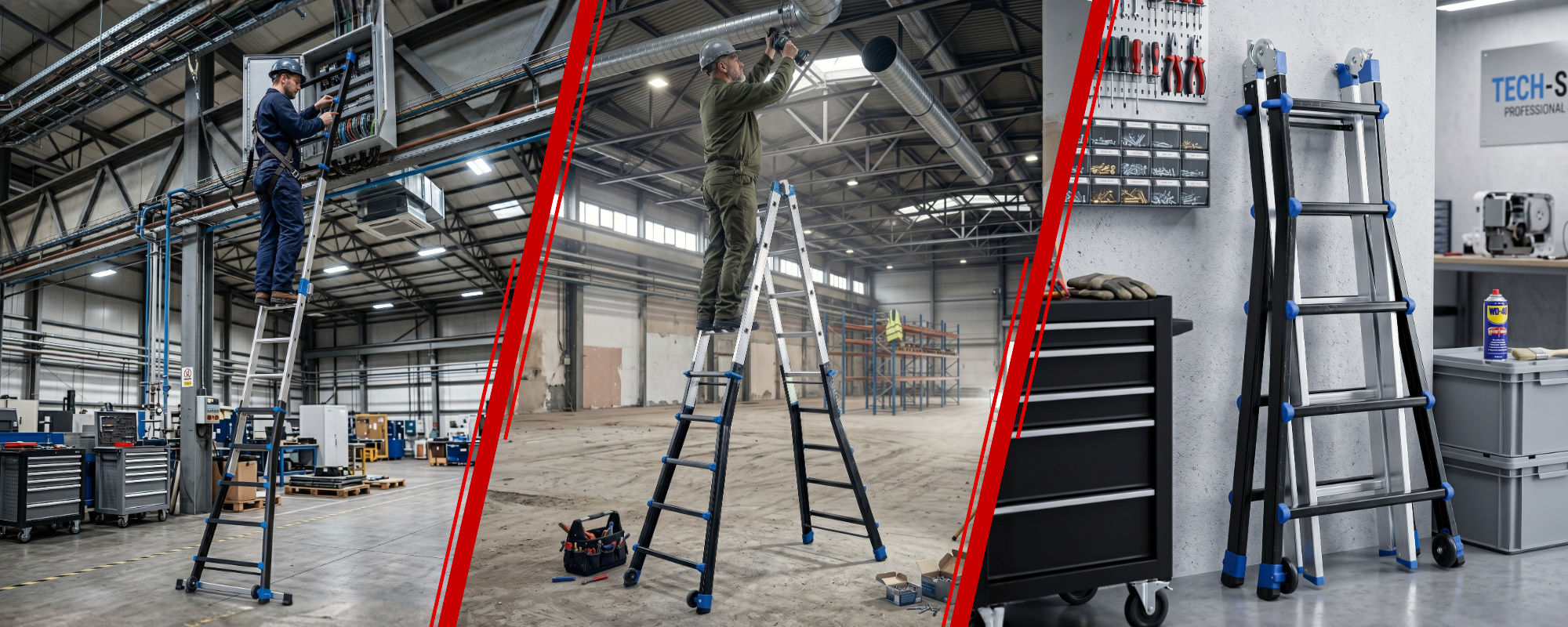 Drabina aluminiowa przegubowa teleskopowa Gierre 5+5 wielofunkcyjna na schody 150 kg 6 m EN-131