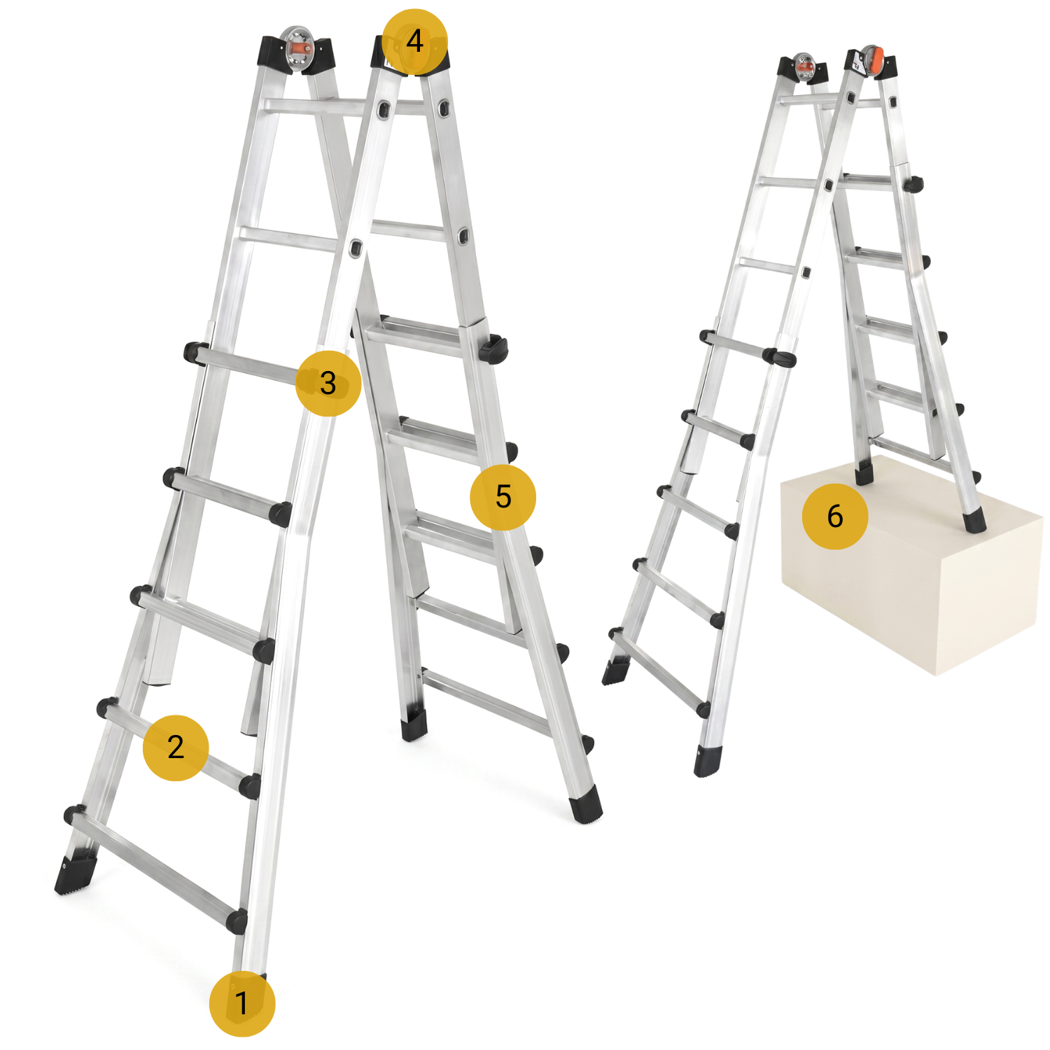 Drabina aluminiowa teleskopowa 5,7 m GIERRE 5+5 na schody przegubowa 150 kg
