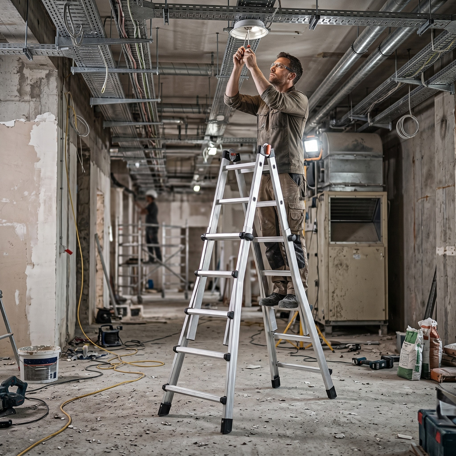 Drabina aluminiowa teleskopowa 5,7 m GIERRE 5+5 na schody przegubowa 150 kg
