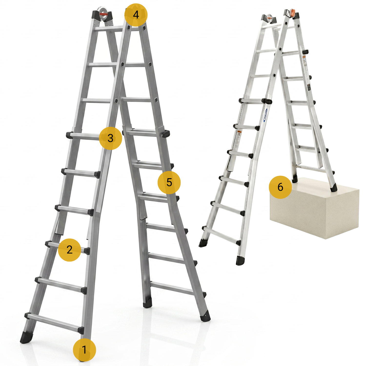 Drabina aluminiowa teleskopowa 6,75 m GIERRE 6+6 na schody przegubowa 150 kg