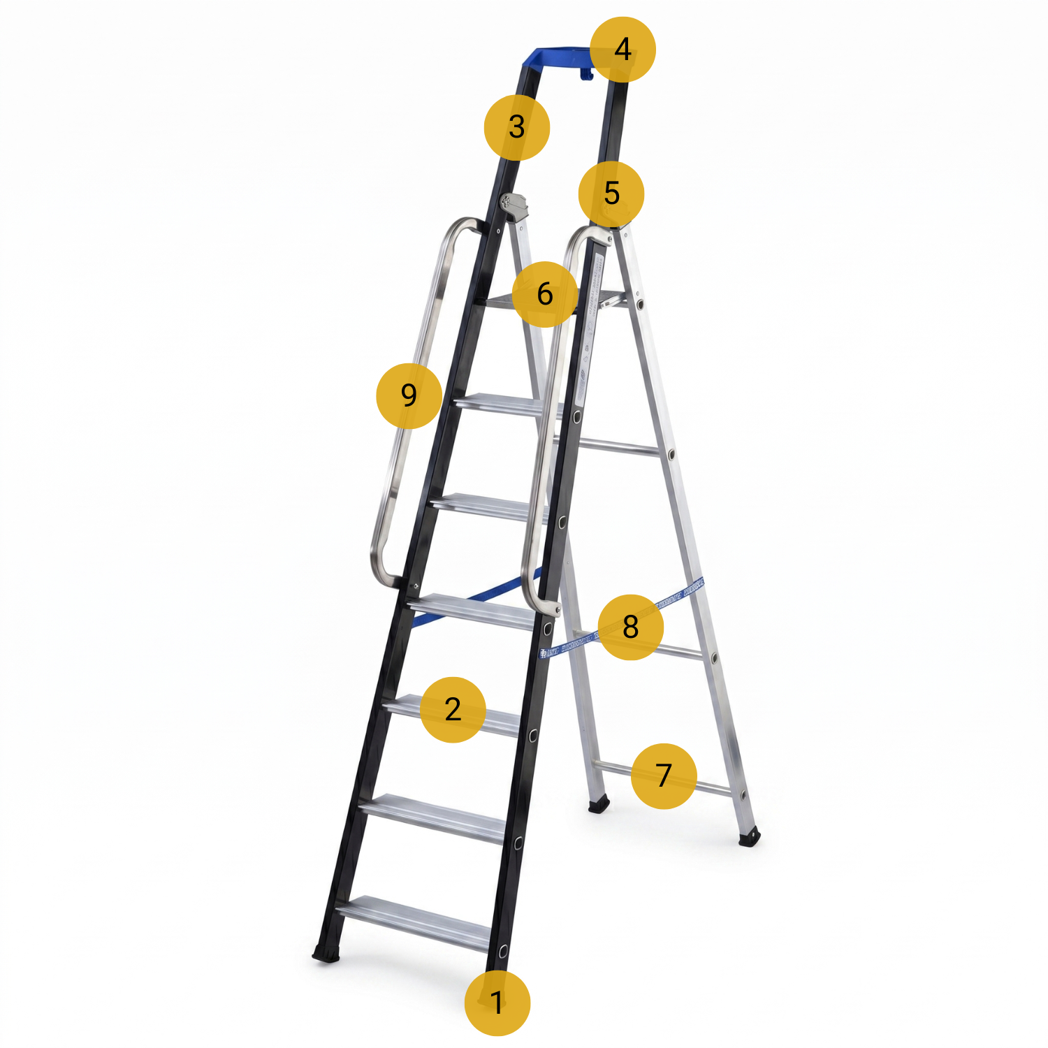 Drabina aluminiowa jednostronna GIERRE 7 stopni podest 150 kg 3,60 m