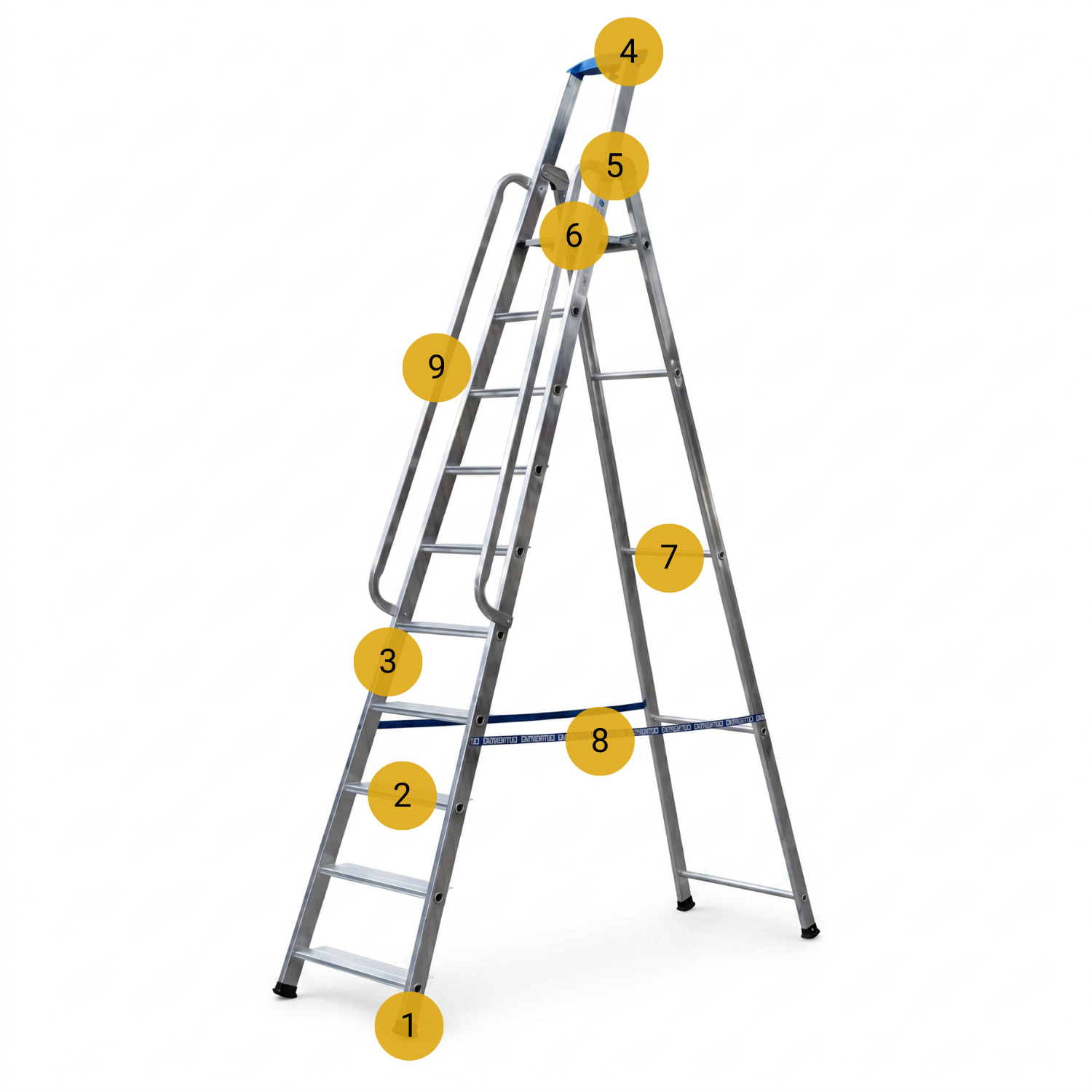 Drabina aluminiowa jednostronna GIERRE 10 stopni podest 150 kg 4,32 m