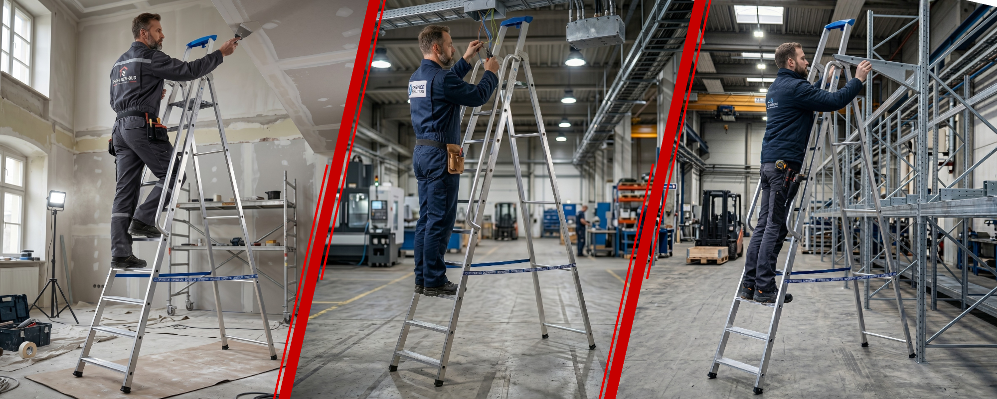 Drabina aluminiowa jednostronna GIERRE 10 stopni podest 150 kg 4,32 m