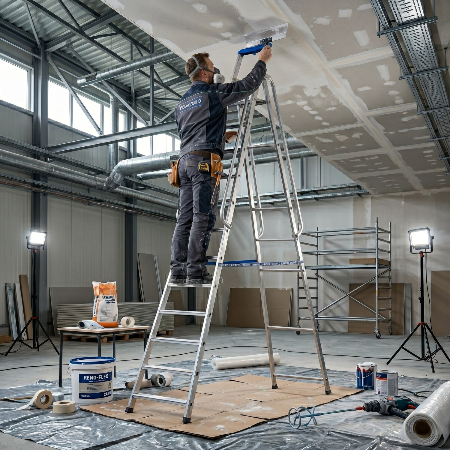 Drabina aluminiowa jednostronna GIERRE 12 stopni podest 150 kg 4,81 m