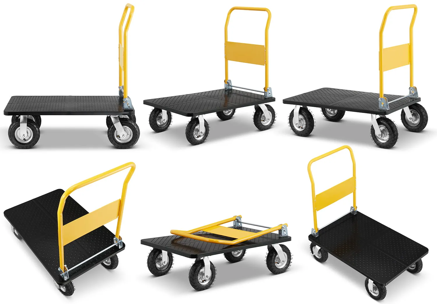 Wózek magazynowy transportowy platformowy składany pompowane koła HIGHER PRO 500kg LH10-500-P