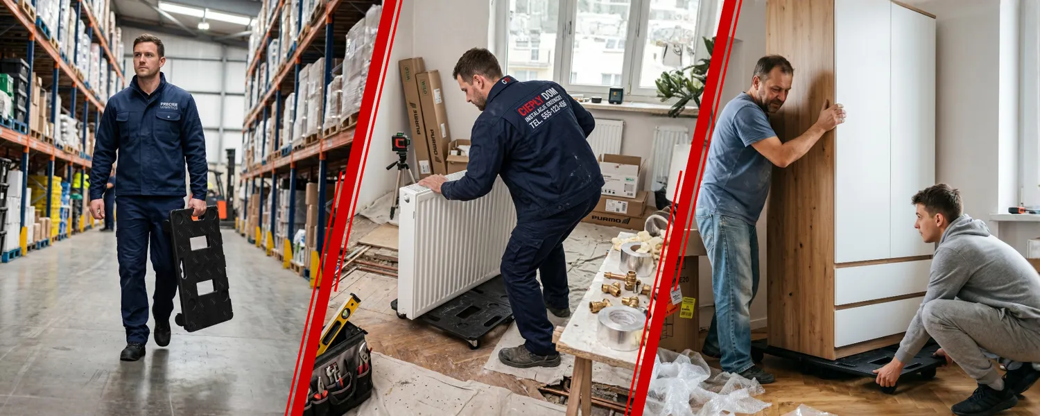 Platforma transportowa modułowa magazynowa mocna koła skrętne 150 kg