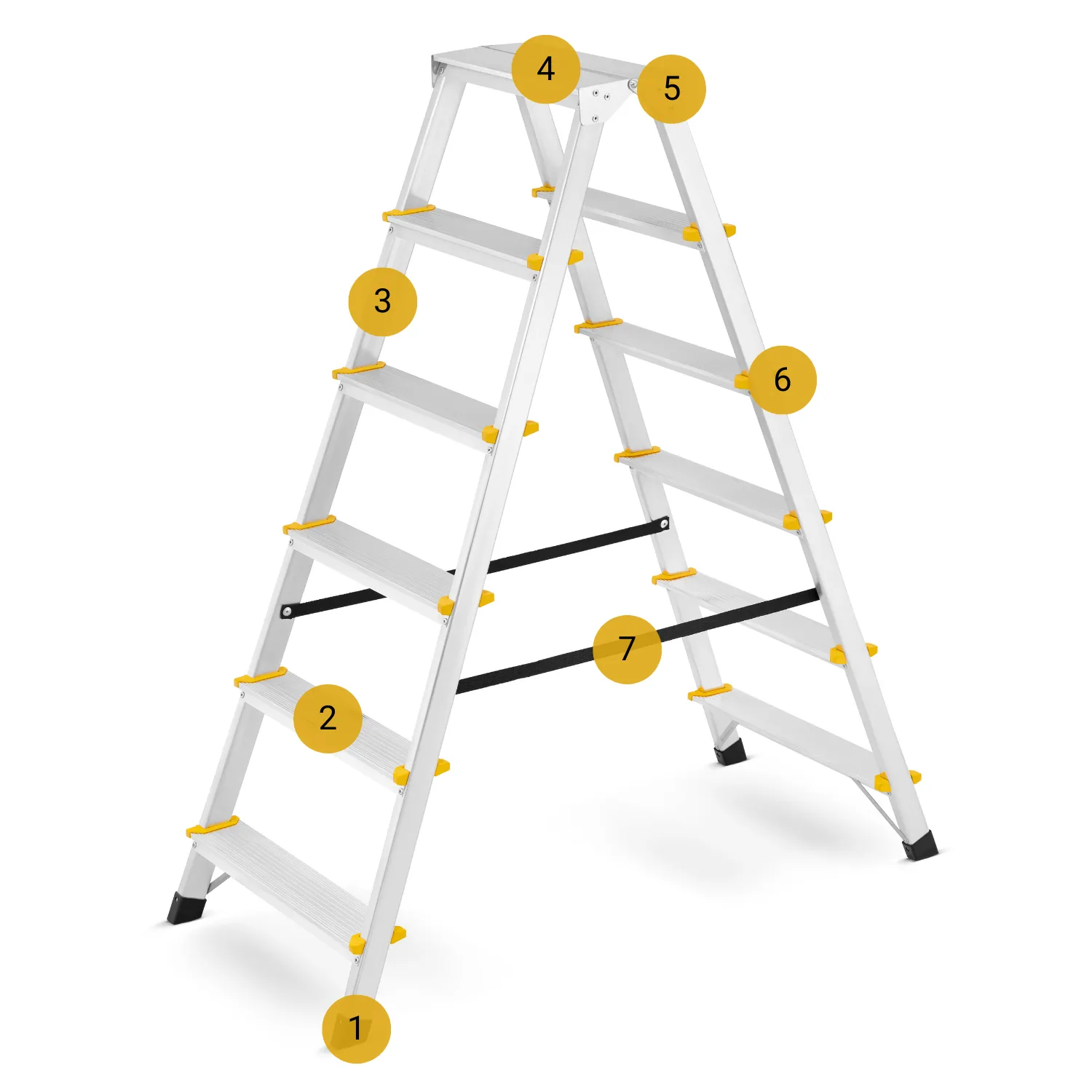 Drabina aluminiowa domowa dwustronna składana HIGHER 2x6 stopni taboret podnóżek schodek