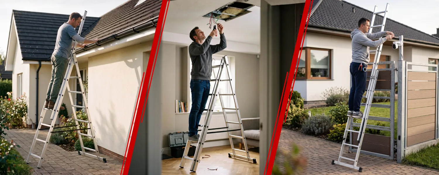 Drabina aluminiowa wielofunkcyjna uniwersalna z adaptacją na schody 3x7 HIGHER 150kg