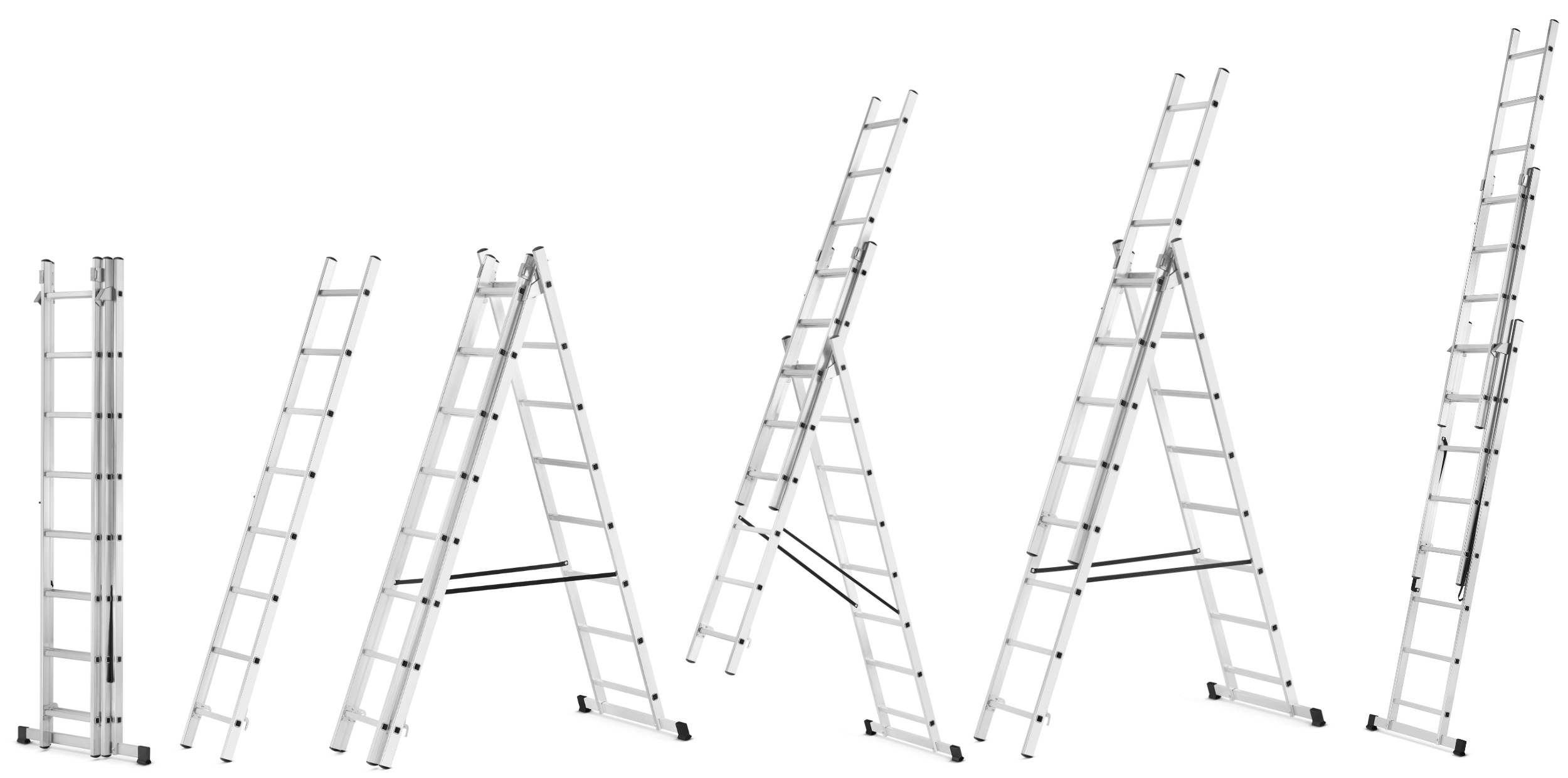 Drabina aluminiowa wielofunkcyjna uniwersalna z adaptacją na schody 3x8 HIGHER 150kg