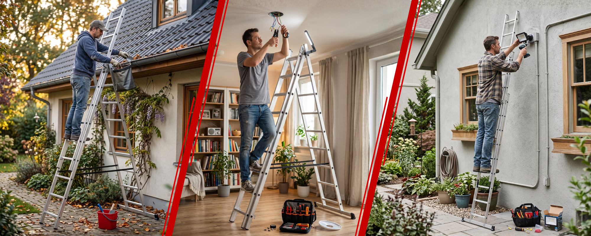 Drabina aluminiowa wielofunkcyjna uniwersalna z adaptacją na schody 3x9 HIGHER 150kg