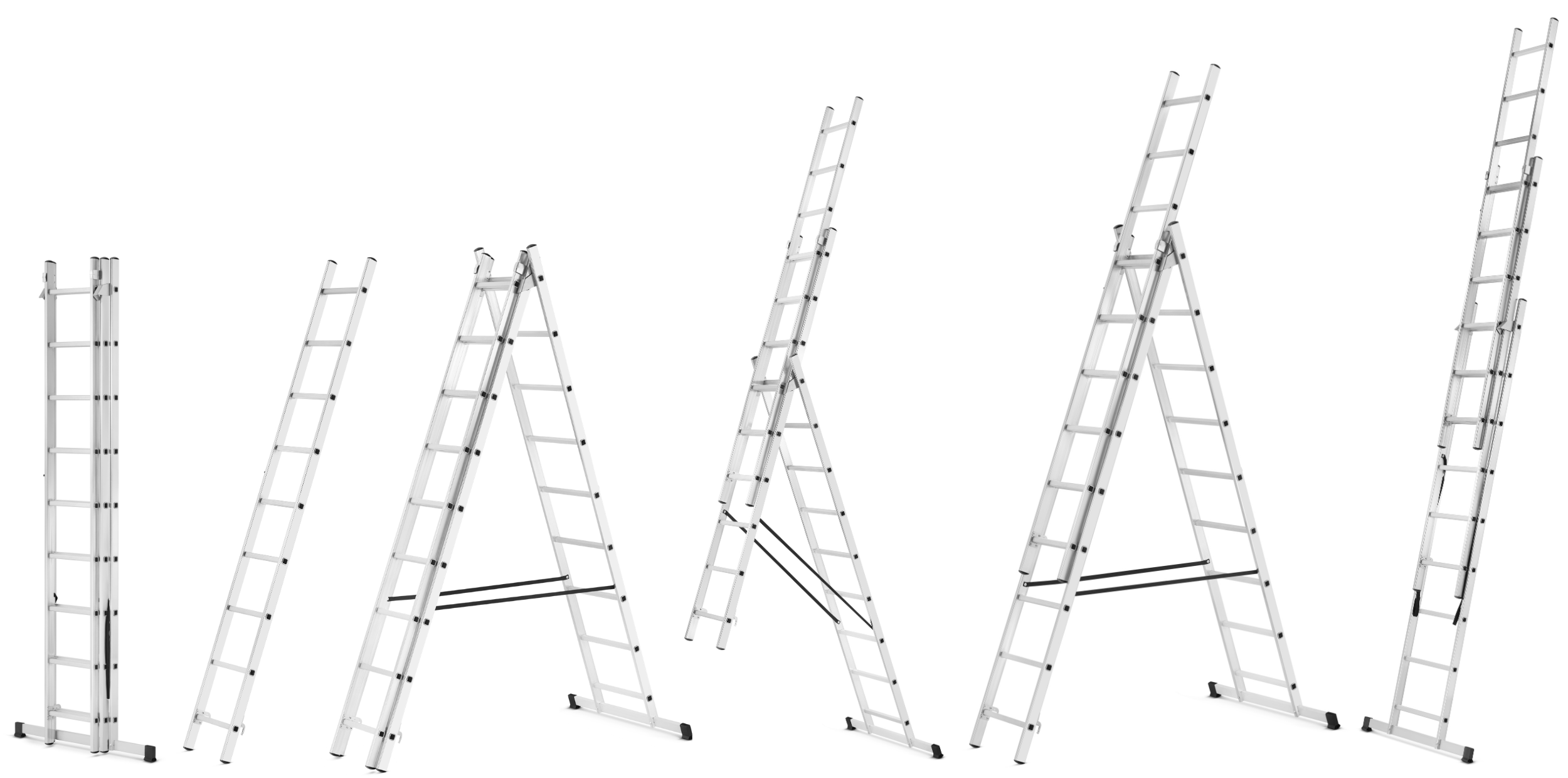 Drabina aluminiowa wielofunkcyjna uniwersalna z adaptacją na schody 3x9 HIGHER 150kg