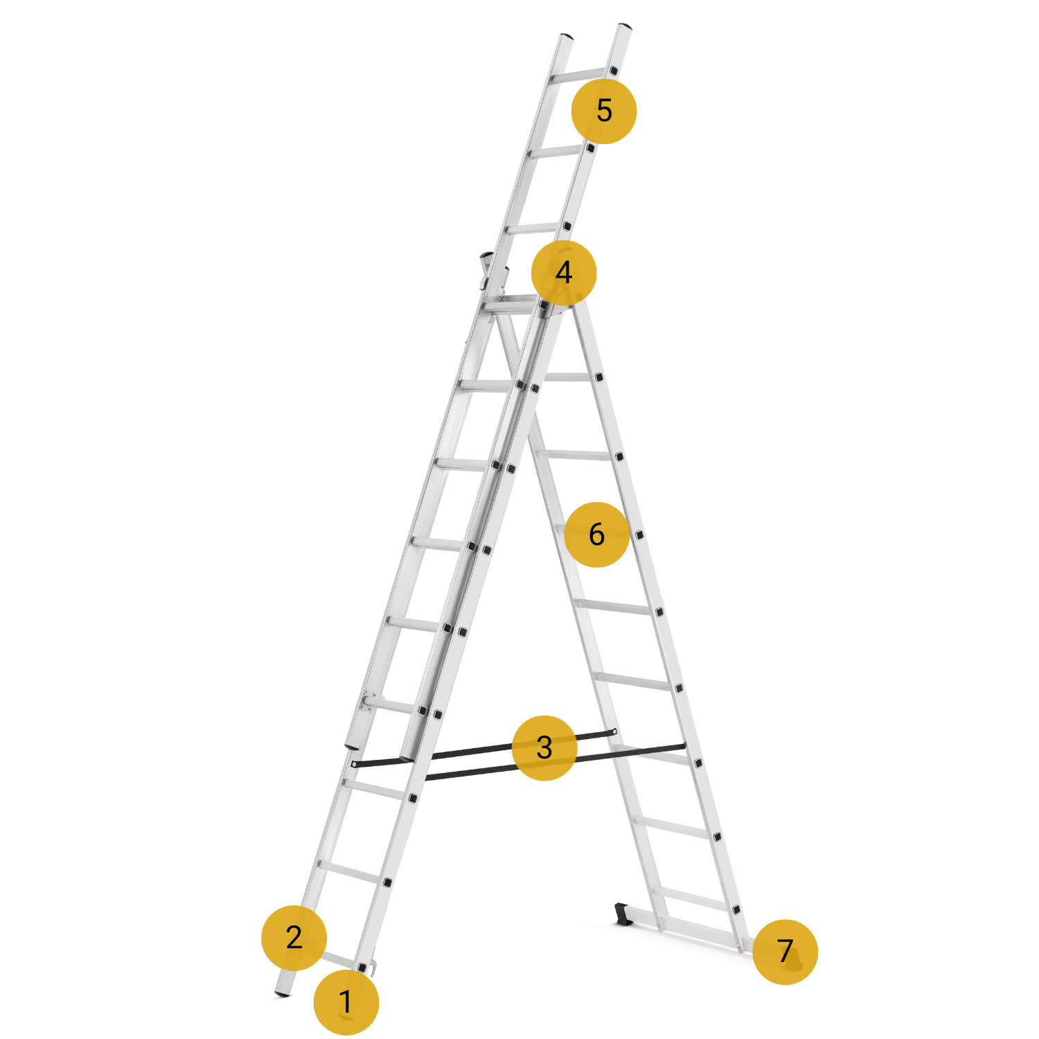 Drabina aluminiowa wielofunkcyjna uniwersalna z adaptacją na schody 3x9 HIGHER 150kg
