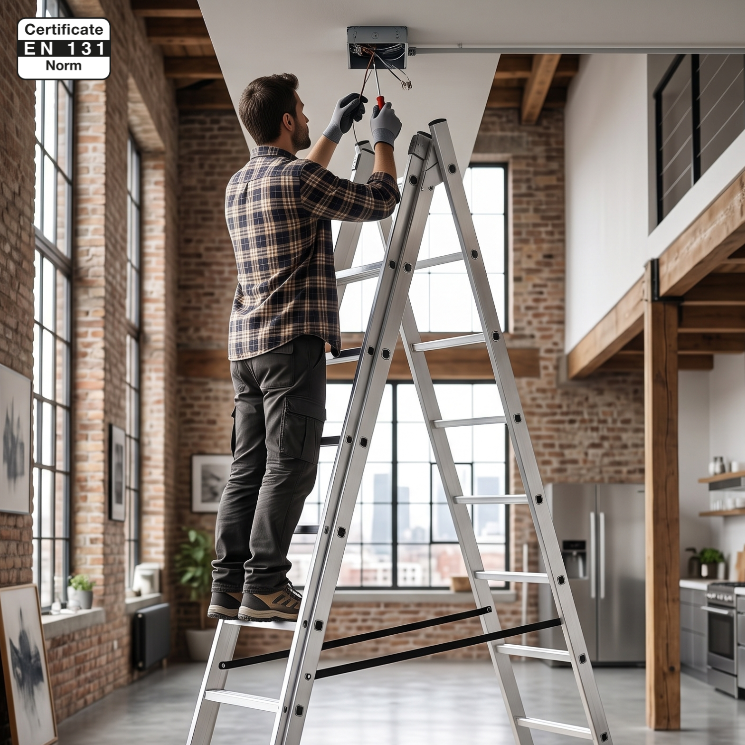 Drabina aluminiowa wielofunkcyjna uniwersalna z adaptacją na schody 3x10 HIGHER 150kg