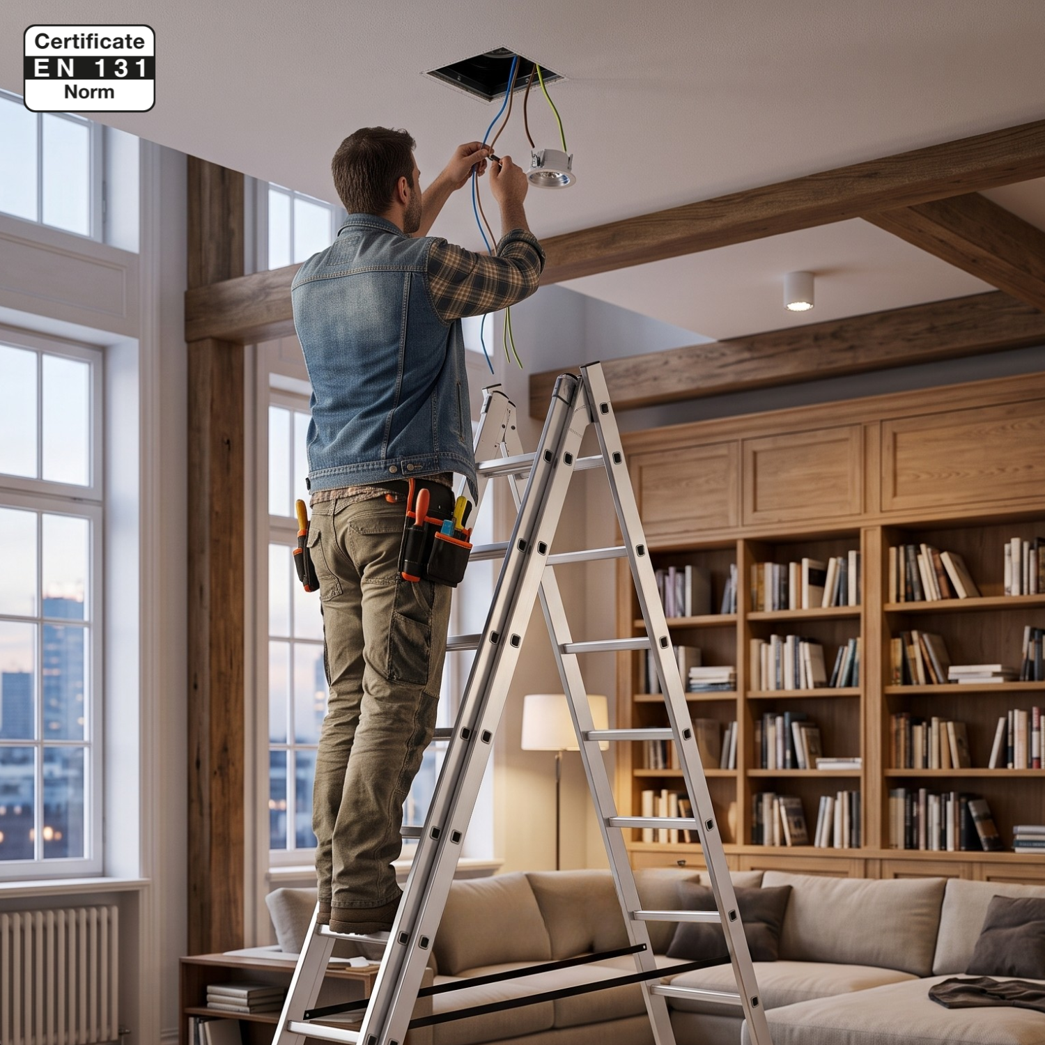 Drabina aluminiowa wielofunkcyjna uniwersalna z adaptacją na schody 3x11 HIGHER 150kg