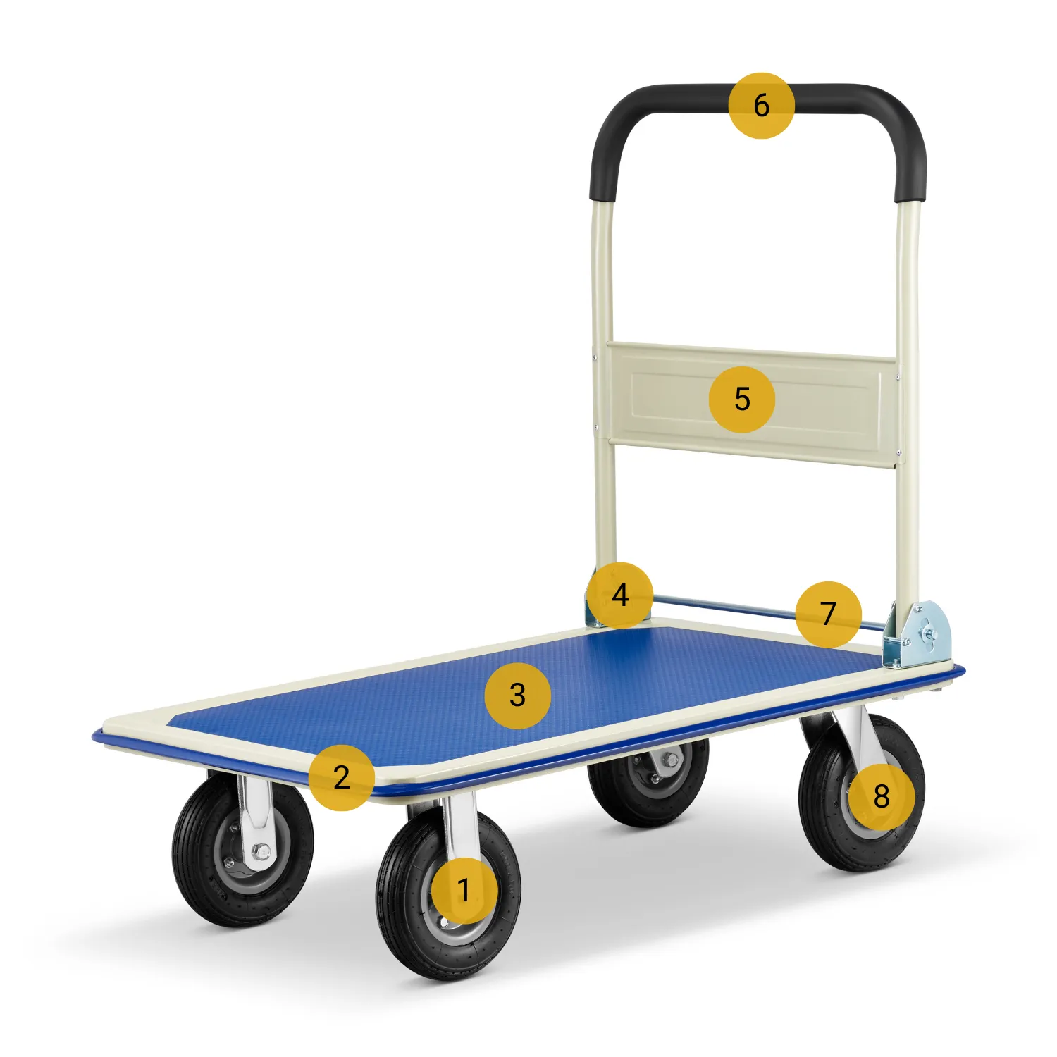 Wózek platformowy transportowy magazynowy 150 kg HIGHER koła pneumatyczne