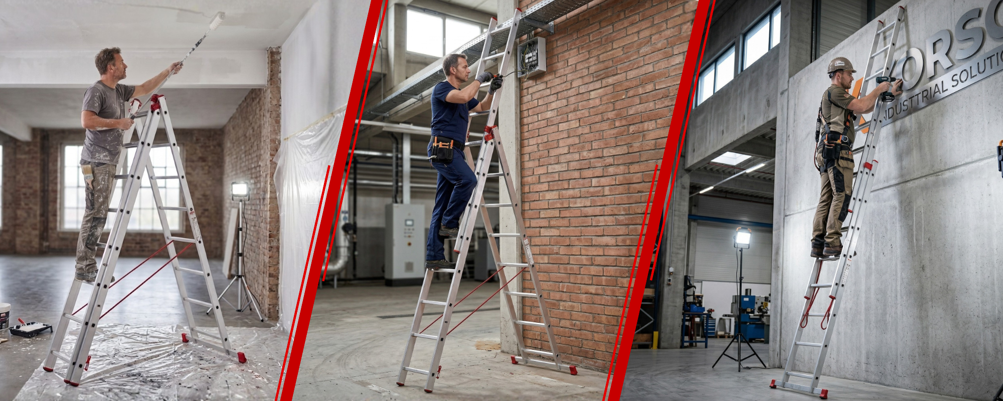 Drabina aluminiowa uniwersalna 3x8 HIGHER Professional na schody - 5,63 m
