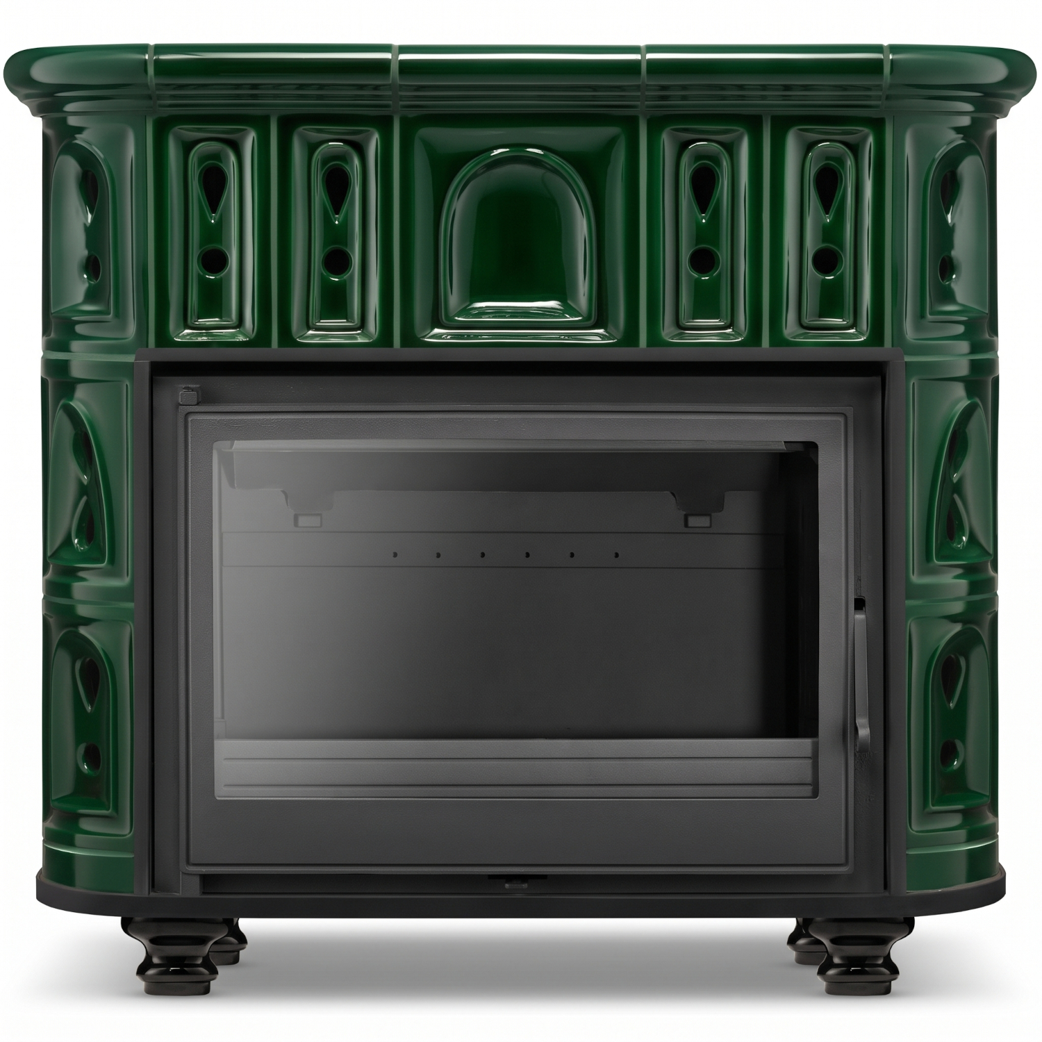 Piec kominek piecyk koza kaflowy ceramiczny BERGEN zielony wkład FERGUSS FGS-LUX18 11,7 kw