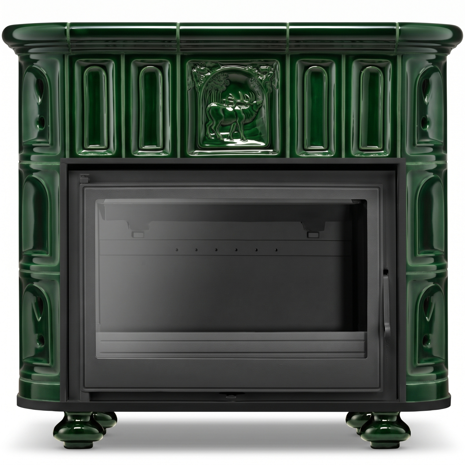 Piec kominek piecyk koza kaflowy ceramiczny BERGEN zielony wkład FERGUSS FGS-LUX18 11,7 kw