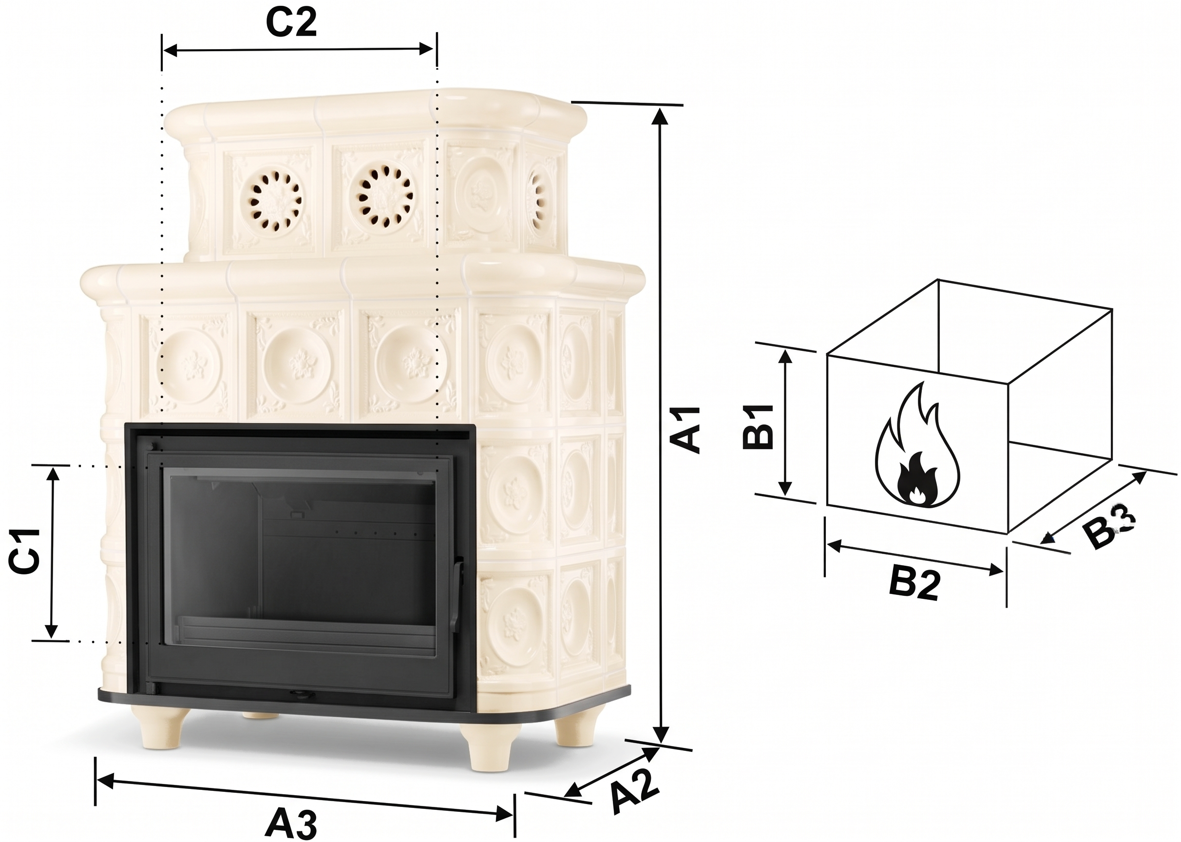 Piec piecyk kominek kaflowy ceramiczny ASPEN wkład NordFlam ETNA 13 kW