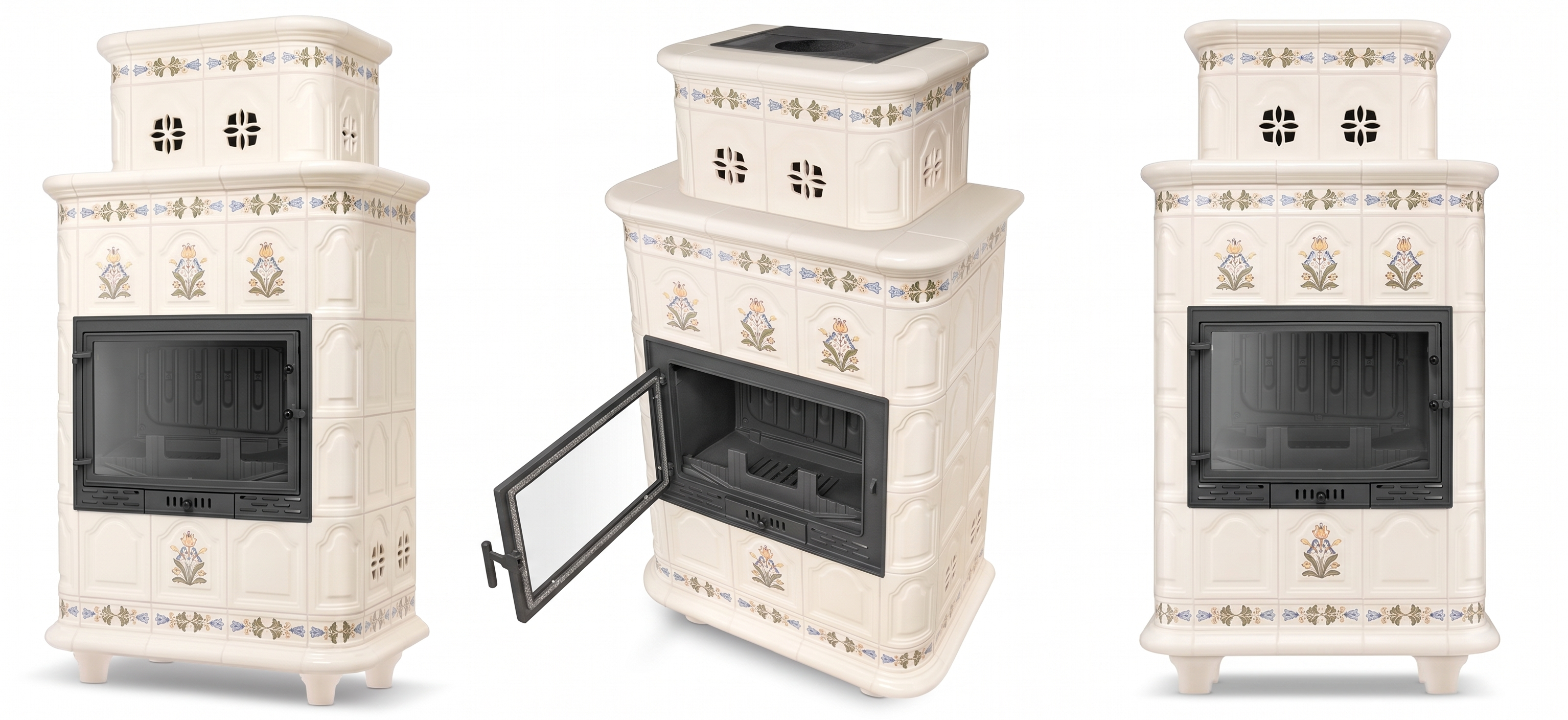 Piec kominek piecyk koza kaflowy ceramiczny INSBRUCK z płaszczem wodnym wkład FERGUSS FGS-LUX20 16,2 kW
