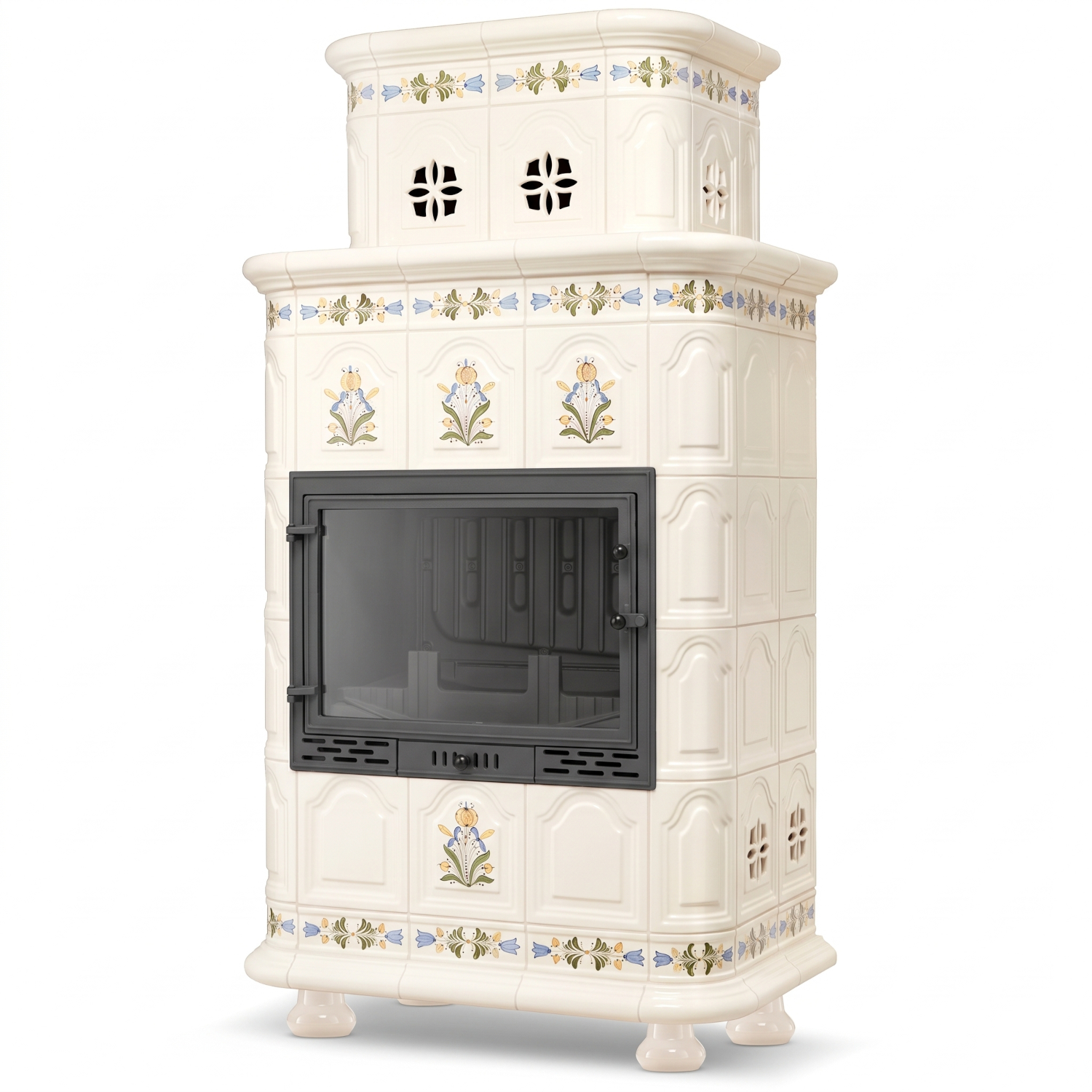 Piec kominek piecyk koza kaflowy ceramiczny INSBRUCK z płaszczem wodnym wkład FERGUSS FGS-LUX20 16,2 kW