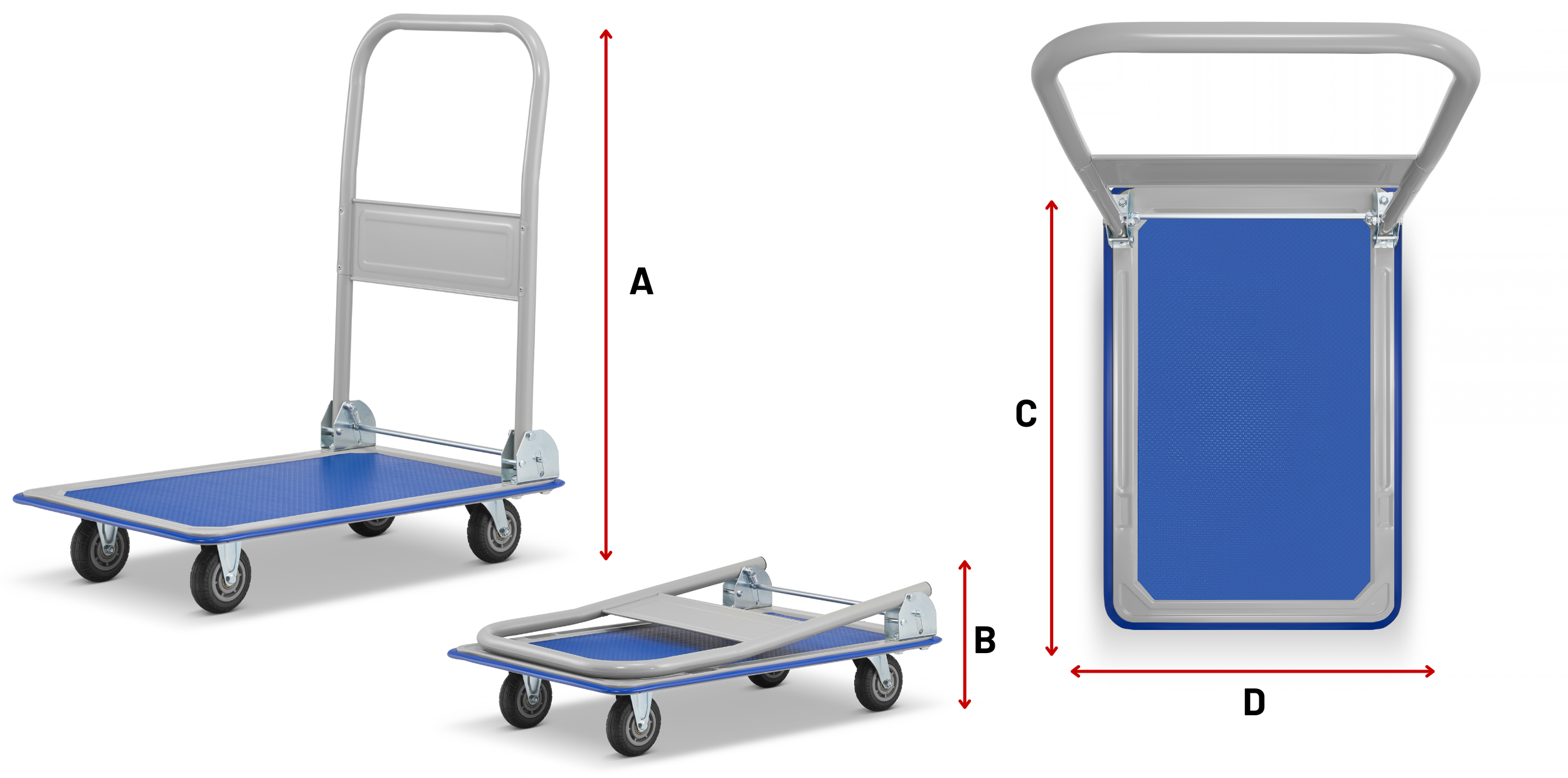 Wózek platformowy transportowy magazynowy 150 kg HIGHER koła pełne