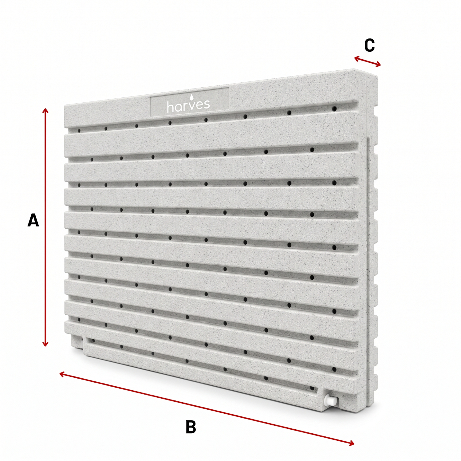 Ścienny zbiornik na deszczówkę wodę 1000 L płaski modułowy naziemny Rainwater Wall HARVES kolor jasny szary terracota