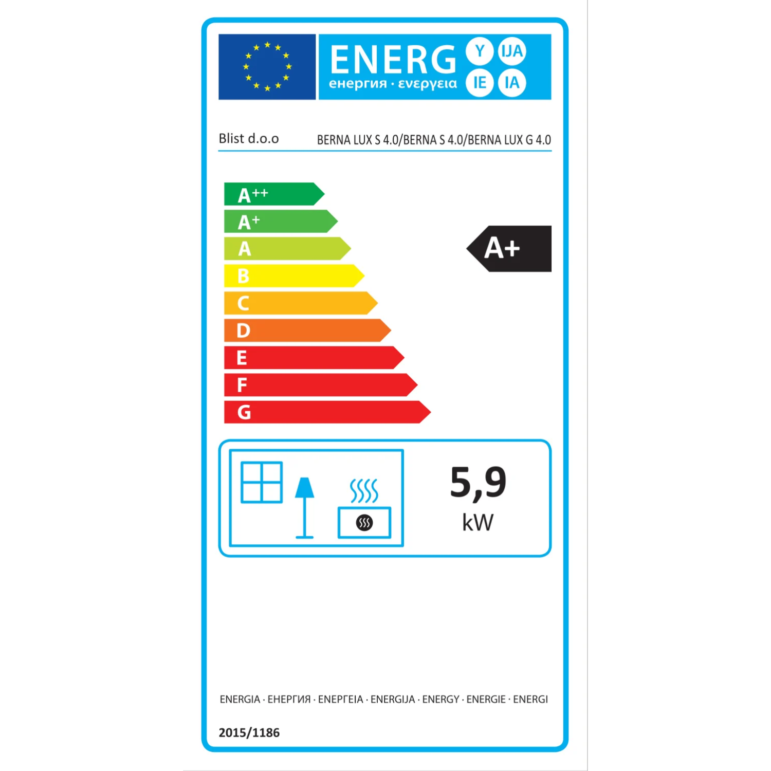 Piec kominek koza szamotowy BERNA S 4.0 BLIST 5,9 kW A+