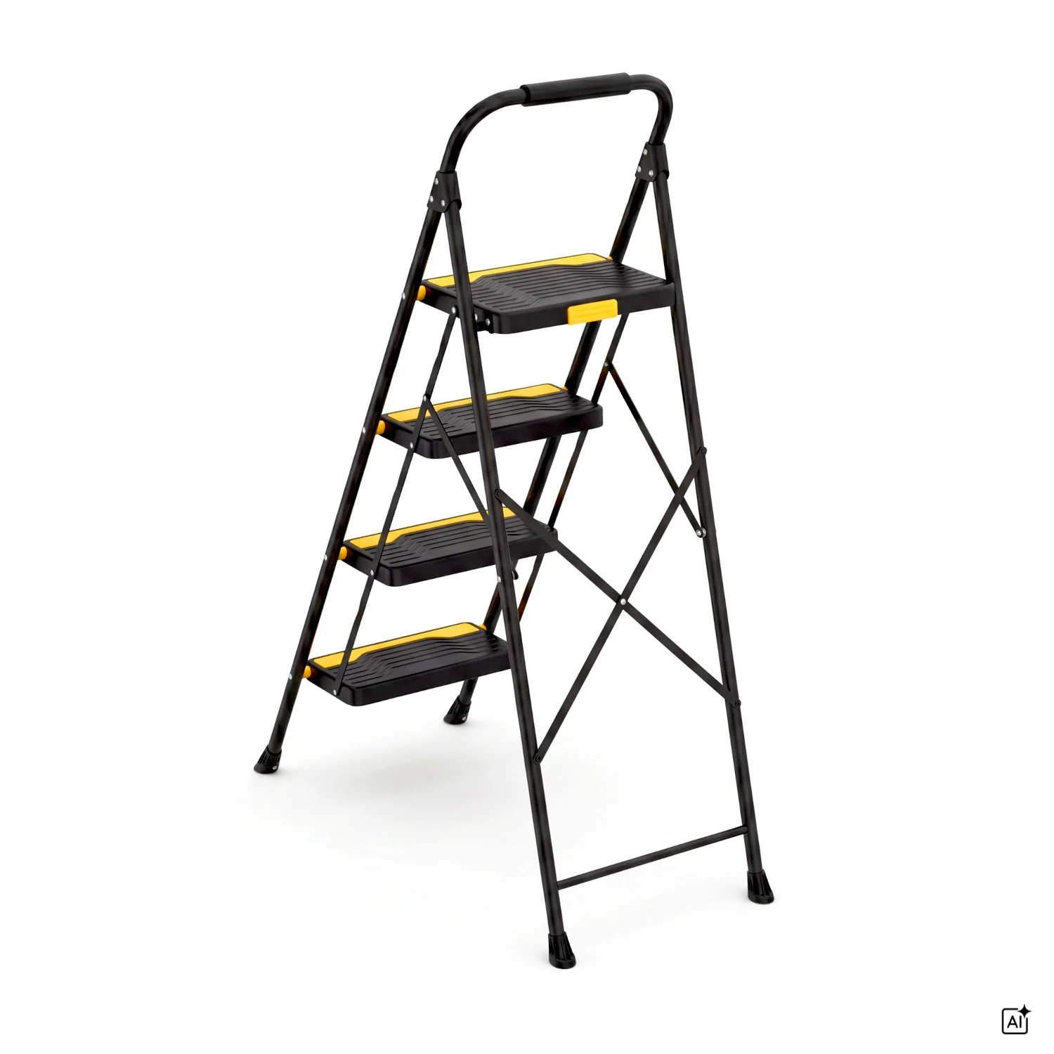 Drabina domowa składana stalowa schodki domowe 3 stopnie HIGHER 150 kg