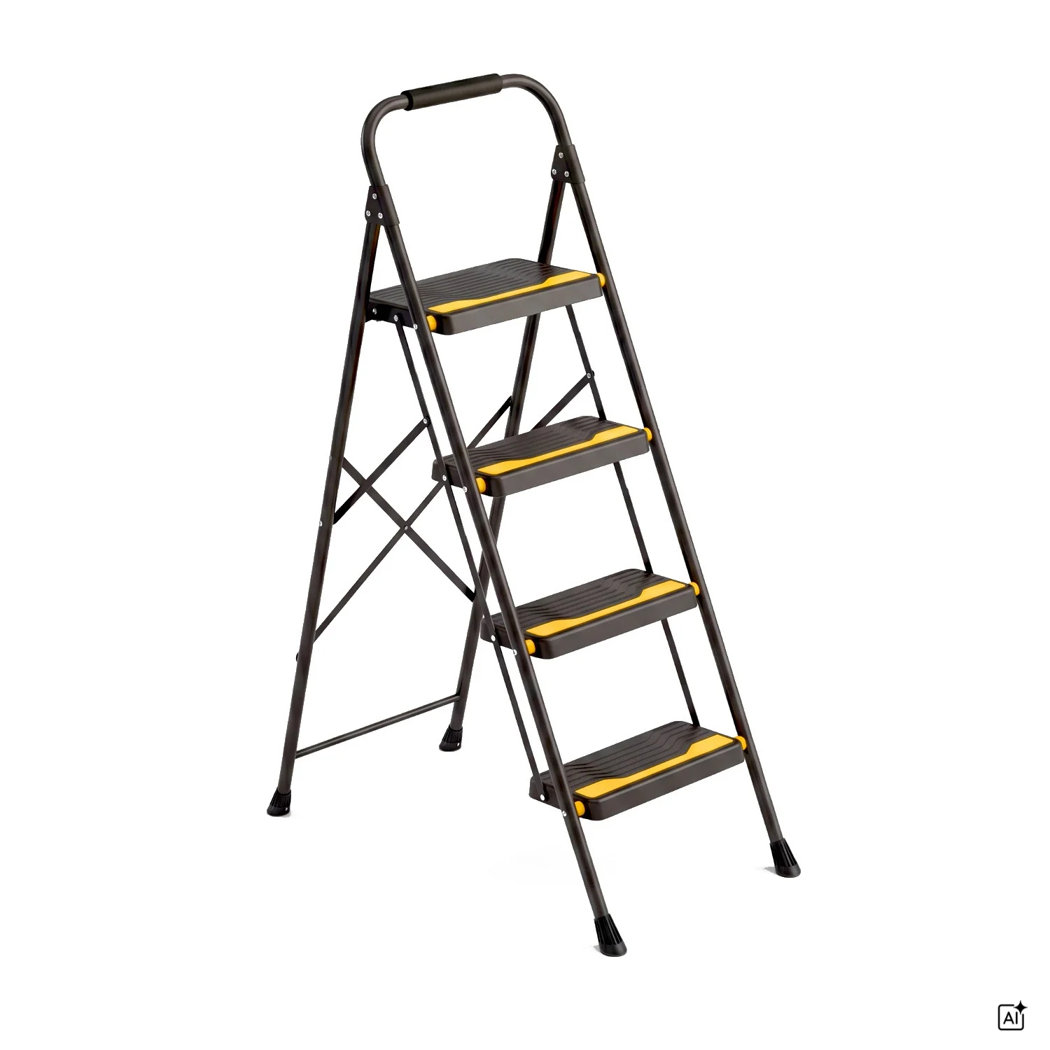 Drabina domowa składana stalowa schodki domowe 3 stopnie HIGHER 150 kg