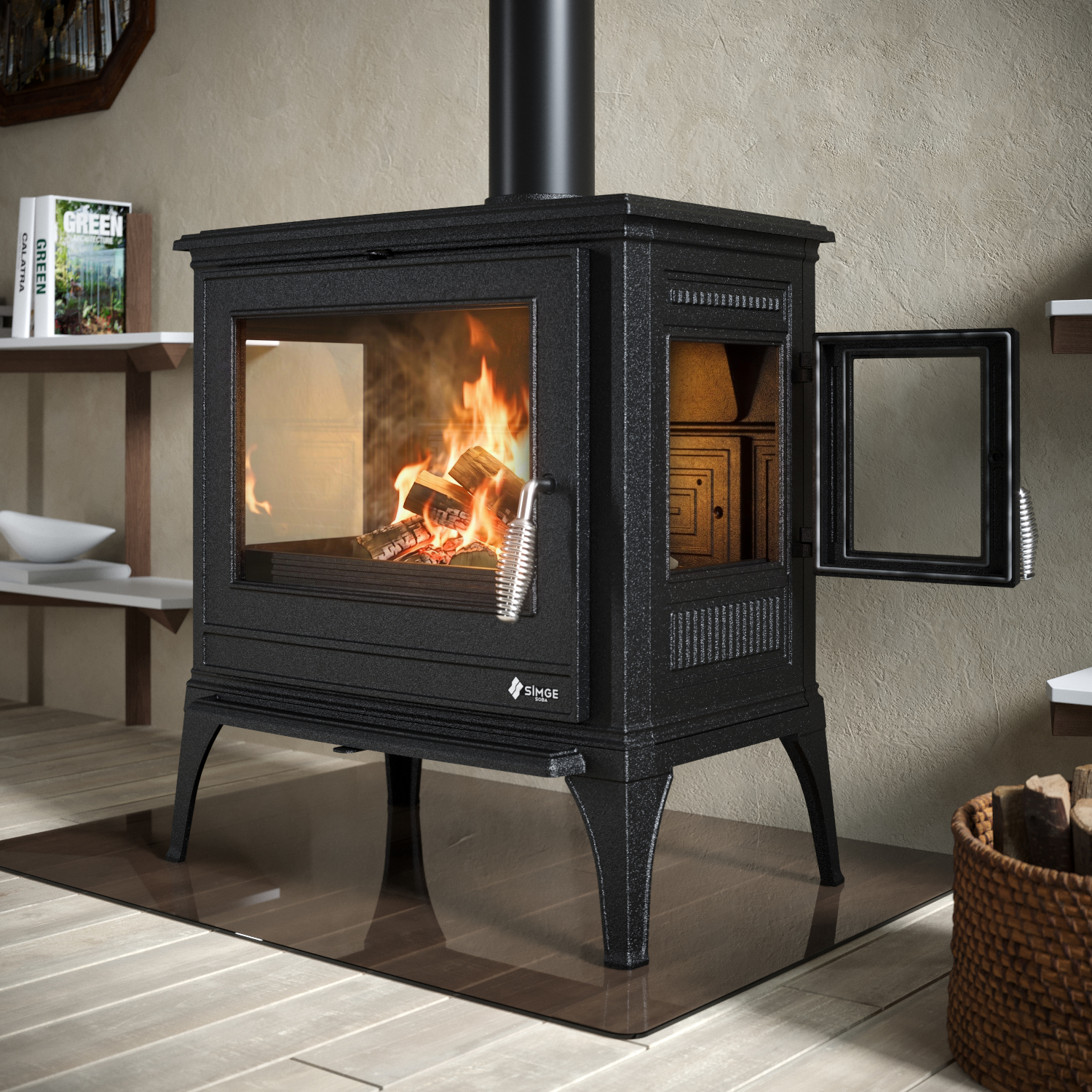 Piec piecyk kominek żeliwny wolnostojący koza 900 NOVA A+ 9 kW