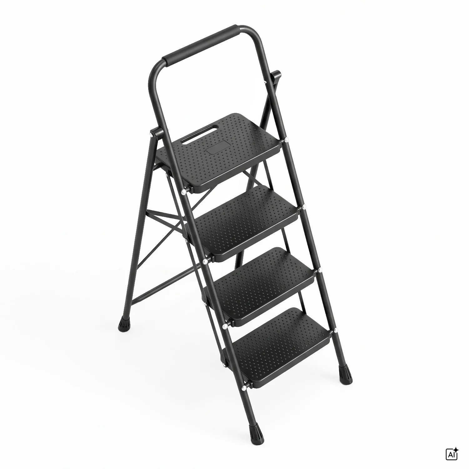 Drabina domowa stalowa składana schodki domowe 4 stopnie HIGHER 150 kg